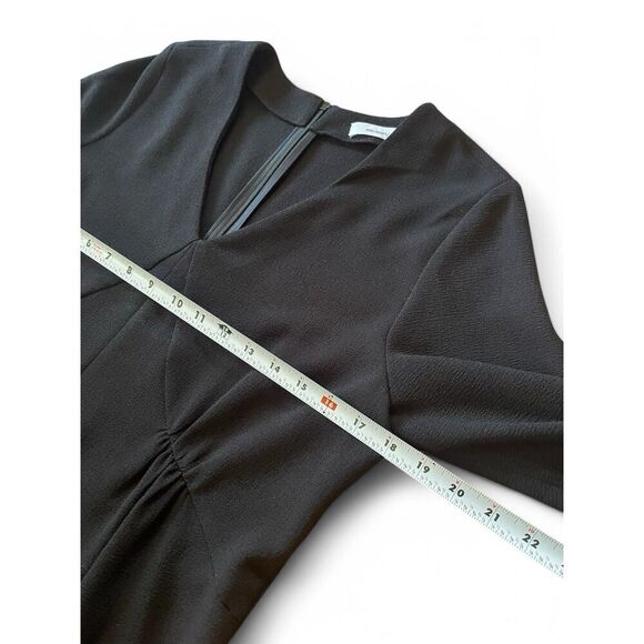 Sita Murt Women’sMidi BlackDress 3/4 Sleeves Wrinkle free Front slit Zip at back - Picture 3 of 10